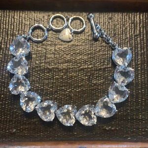 Heart shape crystal/silver bracelet. 65.6 CTW
